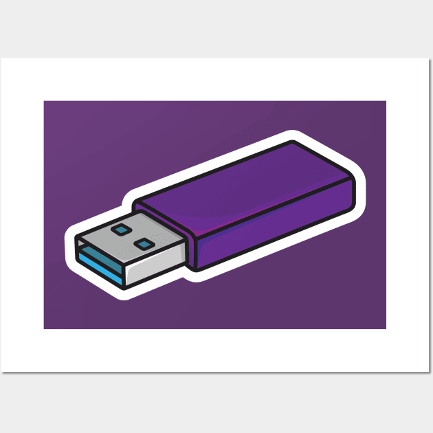 Modern Memory Card USB Device Sticker vector illustration. Technology object icon concept. Modern USB sticker device vector design with shadow. Wall Art by AlviStudio